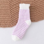 Wholesale soft Plush Knit Striped Socks One Fits Most Adult Assorted Colors Poly