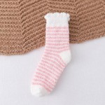 Wholesale soft Plush Knit Striped Socks One Fits Most Adult Assorted Colors Poly