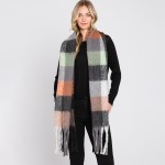 Wholesale fuzzy Checkered Scarf Tassels L W Polyester