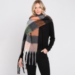 Wholesale fuzzy Checkered Scarf Tassels L W Polyester