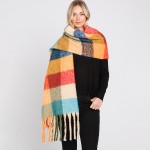 Wholesale fuzzy Checkered Scarf Tassels L W Polyester