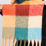Wholesale fuzzy Checkered Scarf Tassels L W Polyester