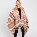 Wholesale western Pattern Ruana Wrap Tassels One Fits Most Polyester