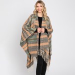 Wholesale western Pattern Ruana Wrap Tassels One Fits Most Polyester