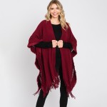 Fringe Eyelet Border Ruana Wrap With Tassels

- One Size Fits Most (0-14)
- 100% Acrylic