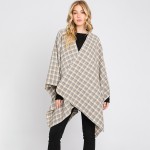 Wholesale soft Plaid Ruana Wrap One Fits Most Polyester