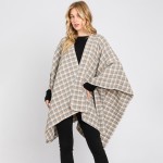 Wholesale soft Plaid Ruana Wrap One Fits Most Polyester