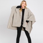 Wholesale soft Plaid Ruana Wrap One Fits Most Polyester