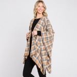 Wholesale plaid Kimono Metallic Tinsel Detail One Fits Most Polyester