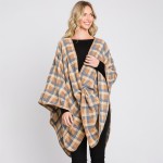 Wholesale plaid Kimono Metallic Tinsel Detail One Fits Most Polyester