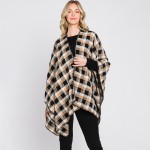 Wholesale plaid Kimono Metallic Tinsel Detail One Fits Most Polyester