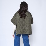 Wholesale do Everything Love Quilted Puffer Poncho Side Snaps One Fits Most Poly