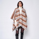 Wholesale do Everything Love Horizontal Stripe Ruana Wrap One Fits Most Polyeste