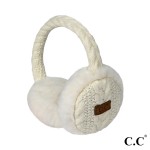 Wholesale c C EM Cable Knit Earmuffs Faux Fur Trim One Fits Most Adjustable Band
