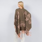 Wholesale aztec Printed Knit Kimono Tassel Fringe One Fits Most Polyester