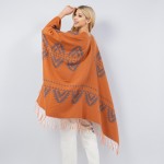 Wholesale aztec Printed Knit Kimono Tassel Fringe One Fits Most Polyester