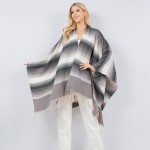 Soft Knit Stripe Kimono Ruana With Fringe Tassel

- One Size Fits Most 0-14
- 100% Polyester