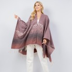 Wholesale soft Knit Ombre Aztec Print Kimono Ruana Fringe Tassel One Fits Most P