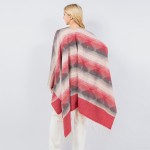 Wholesale soft Knit Stripe Kimono Ruana Fringe Tassel One Fits Most Polyester