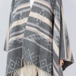 Wholesale soft Knit Aztec Print Kimono Ruana Fringe Tassel One Fits Most Polyest