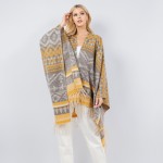 Soft Knit Aztec Print Kimono Ruana With Fringe Tassel

- One Size Fits Most 0-14
- 100% Polyester