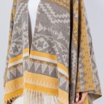 Wholesale soft Knit Aztec Print Kimono Ruana Fringe Tassel One Fits Most Polyest