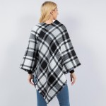 Wholesale mixed Plaid Poncho Tassel Edges One Fits Most Polyester