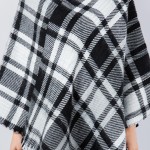 Wholesale mixed Plaid Poncho Tassel Edges One Fits Most Polyester