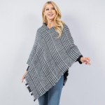 Wholesale mixed Plaid Poncho Tassel Edges One Fits Most Polyester