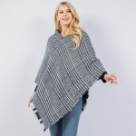 Wholesale mixed Plaid Poncho Tassel Edges One Fits Most Polyester