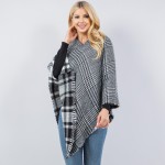 Wholesale mixed Plaid Poncho Tassel Edges One Fits Most Polyester