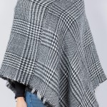 Wholesale mixed Plaid Poncho Tassel Edges One Fits Most Polyester