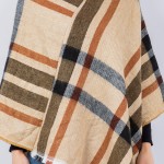 Wholesale soft Knit Block Plaid Poncho One Fits Most Polyester