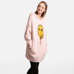 Wholesale comfyLuxe Smile Oversized Blanket Hoodie Front Pocket One Fits Most Po