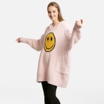 Wholesale comfyLuxe Smile Oversized Blanket Hoodie Front Pocket One Fits Most Po