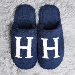 ComfyLuxe H Print Smile Slide On Slippers

- US Women's Size: S/M (6-8) M/L (8-10)
- 100% Polyester
- Rubber Sole