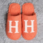 ComfyLuxe H Print Smile Slide On Slippers

- US Women's Size: S/M (6-8) M/L (8-10)
- 100% Polyester
- Rubber Sole