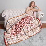 Super Soft Jacquard Comfy Luxe Animal Print Knit Blanket. 
The Softest Throw Blanket Made of the Highest Quality Material. So Soft You Have to Feel Them For Yourself! 

- Extra Plush and Cozy
- Approximately 50” W X 60” L
- 100% Polyester 
