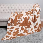 Wholesale super Soft Jacquard Comfy Luxe Cow Print Knit Blanket Softest Throw Bl