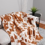 Wholesale super Soft Jacquard Comfy Luxe Cow Print Knit Blanket Softest Throw Bl