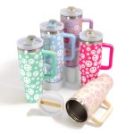 Wholesale happy Printed oz Double Wall Stainless Steel Vacuum Tumbler Handle Scr