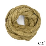 C.C SF-800 MET
Cable Knit Infinity Scarf With Metallic Thread

- One Size Fits Most
- Approximately 13"W X 30"L 
- 100% Acrylic 