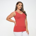 Wholesale lady s Plus V U Neckline Reversible Seamless Tank Shoulder Straps Back