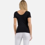 Wholesale women s Seamless Reversible V Neck Short Sleeve Top Fitted Silhouette