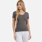 Women's Seamless Reversible V-Neck Short Sleeve Top

- Fitted Silhouette
- Seamless Design
- Buttery Soft Fabrication With Stretch
- One Size Fits Most 0-14