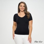 Women's Seamless Reversible V-Neck Short Sleeve Top

- Fitted Silhouette
- Seamless Design
- Buttery Soft Material With Stretch
- Pull On/Off 
- 92% Nylon/ 8% Spandex

