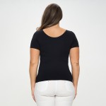 Wholesale women s Seamless Reversible V Neck Short Sleeve Top Fitted Silhouette