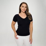 Wholesale women s Seamless Reversible V Neck Short Sleeve Top Fitted Silhouette