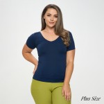 Women's Seamless Reversible V-Neck Short Sleeve Top

- Fitted Silhouette
- Seamless Design
- Buttery Soft Material With Stretch
- Pull On/Off 
- 92% Nylon/ 8% Spandex

