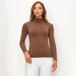 Wholesale women s Basic Seamless Mock Neck Long Sleeve Top Mock neck Seamless Lo